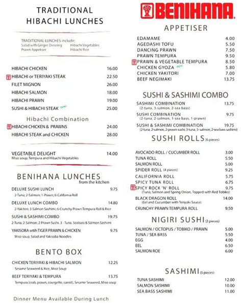 benihana menu concord|Benihana Restaurant de Concord Carte